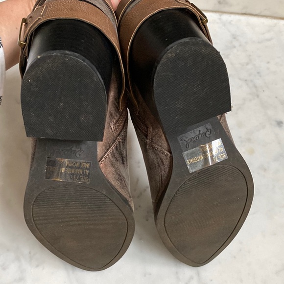 Bronze Marbled Leather Look Unique Booties - Picture 9 of 14